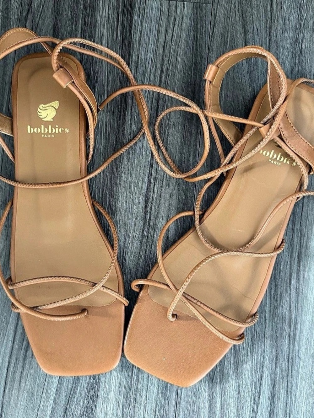 Bobbies Calixte Strappy Square Toe Sandals in Brown Like New